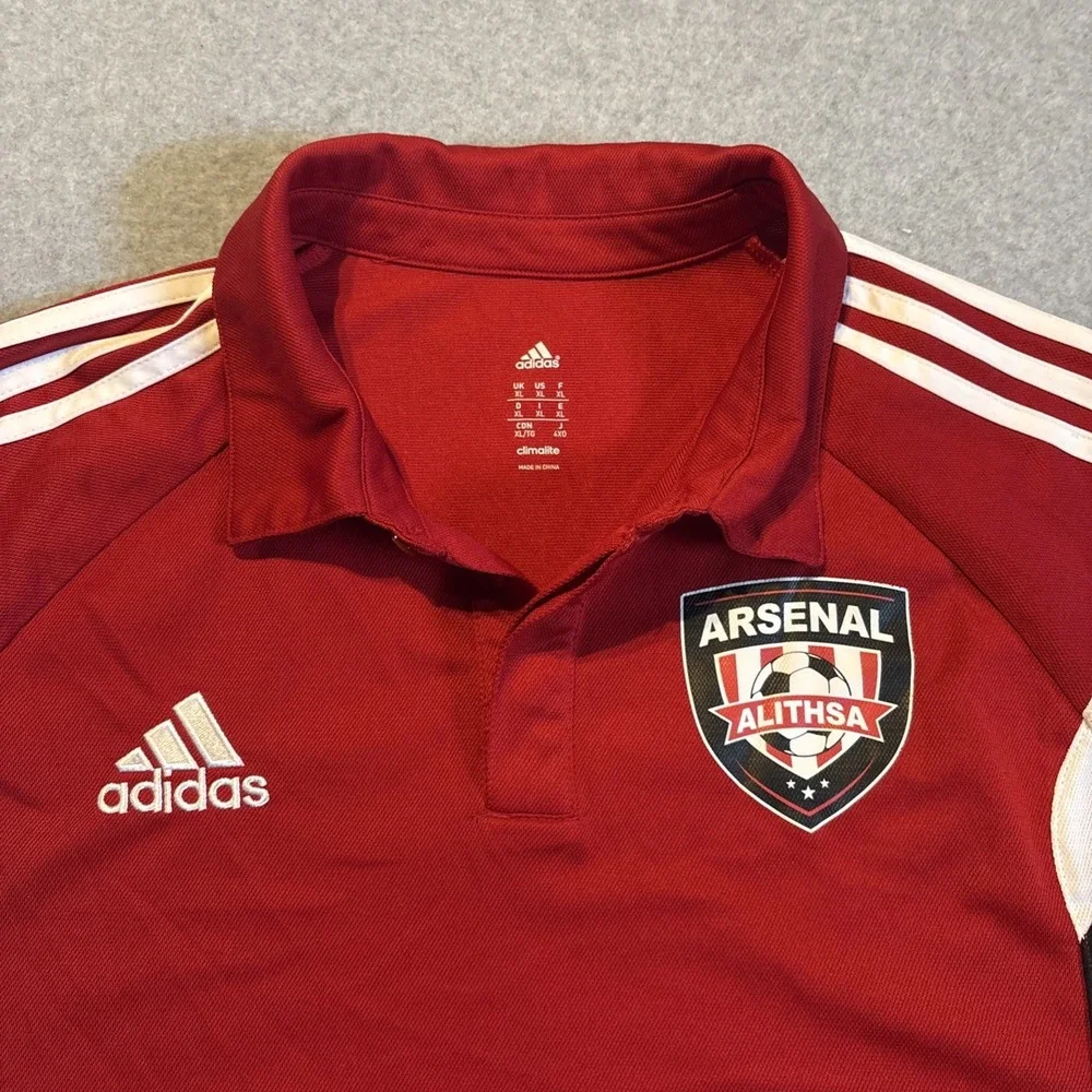 Adidas Arsenal Alithsa Climalite Men's XL Polo Soccer Futbol Red White Jersey